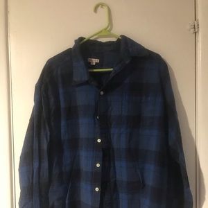Navy blue plaid button down